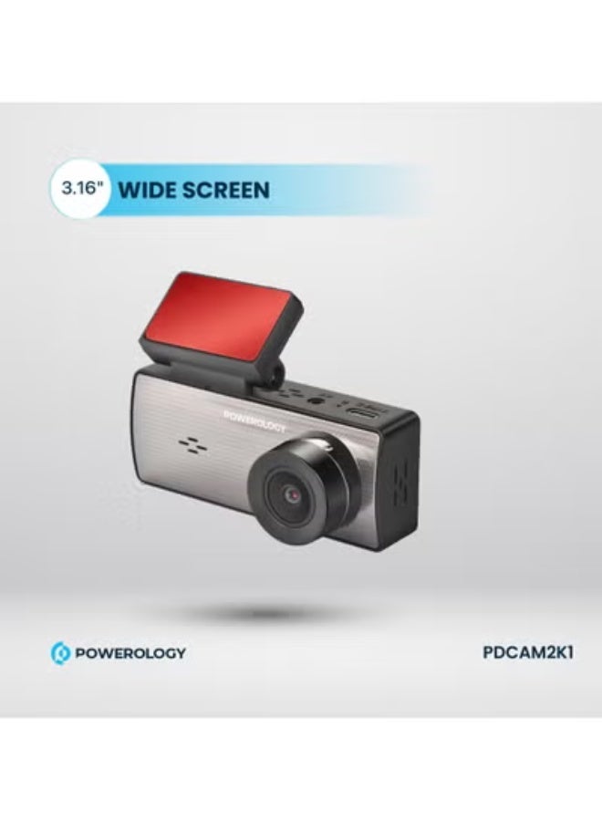 باورولوجي كاميرا داش FHD للسيارات مع عدستين أمامية وخلفية، عدسة أمامية 2560x1440، عدسة خلفية، بطاقة 64GB، واي فاي مدمج، مستشعر G مع مسجل فيديو DVR للسيارة، مراقب مواقف 24 ساعة. - Image 3